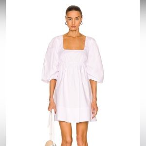 Staud Sophiepuff-sleeve cotton-blend mini dress
